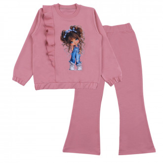 Детски комплект "Girl" в опушено розово