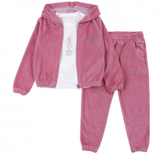 Детски комплект от 3 части "Stars" в опушено розово