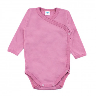 Памучно боди с асиметрично закопчаване в наситено розово