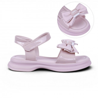 Детски лачени сандали с пандела в розово