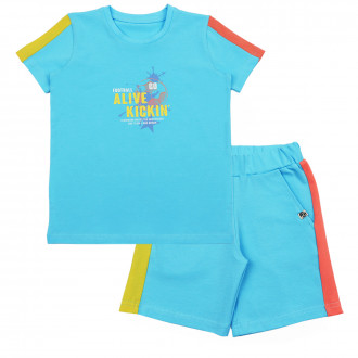 Детски летен комплект "Football" в синьо