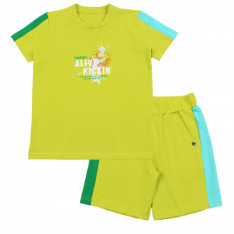 Детски летен комплект "Football" в цвят лайм