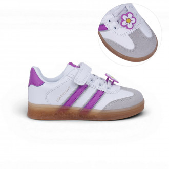 Детски спортни обувки с цветенце в бяло и лилаво