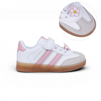 Детски спортни обувки с цветенце в бяло и розово