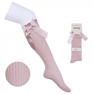 Детски опушено розови 3/4 чорапи с пандела