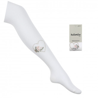 Детски памучен чорапогащник ''Heart'' в екрю