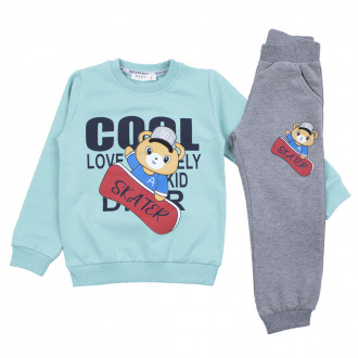 Детски плътен комплект "Cool" в синьо и сиво 1
