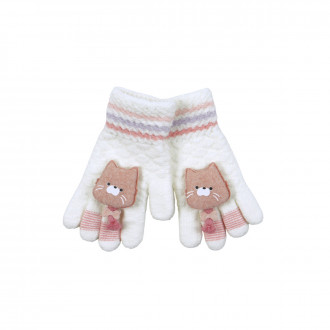 Детски ръкавици "Cat" в екрю