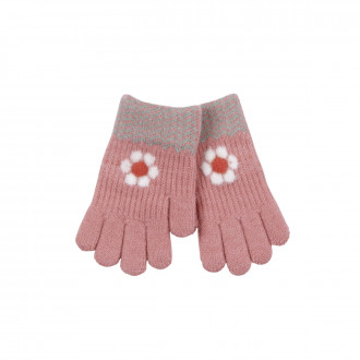 Детски ръкавици "Flower" в опушено розово