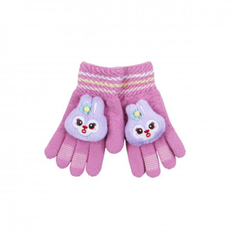 Детски ръкавици с 3D апликация в розово