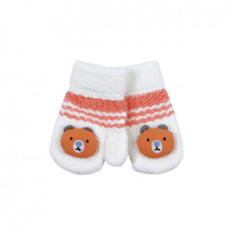 Детски ръкавици с мече в екрю