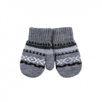 Детски ръкавици с шарка в сив меланж