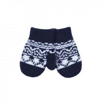 Детски ръкавици с шарка в тъмносиньо