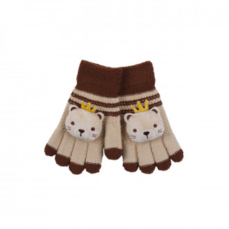 Детски ръкавици ''Кing'' в бежово и кафяво