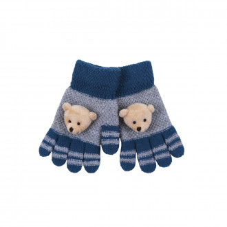 Детски ръкавици с 3D мече в синьо