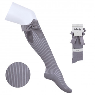 Детски сиви 3/4 чорапи с пандела