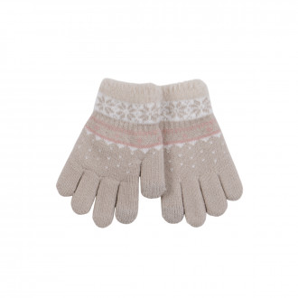 Детски термо ръкавици с шарка в бежово