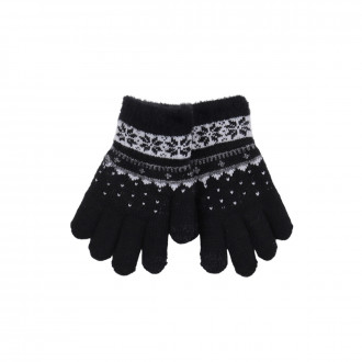 Детски термо ръкавици с шарка в черно