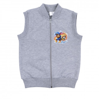 Детски ватиран елек с кученца в сив меланж