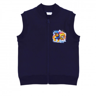 Детски ватиран елек с кученца в тъмносиньо