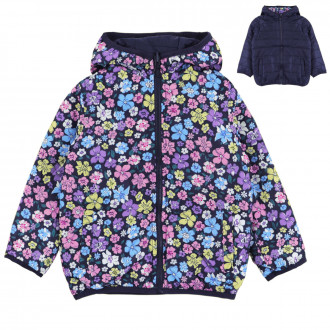 Двулицево преходно яке "Flowers" в тъмносиньо