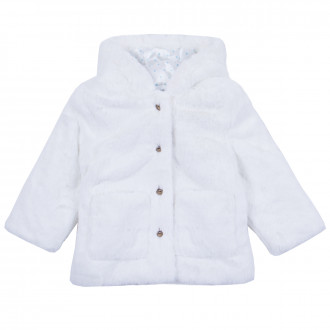 Детско пухено палтенце в бяло 1