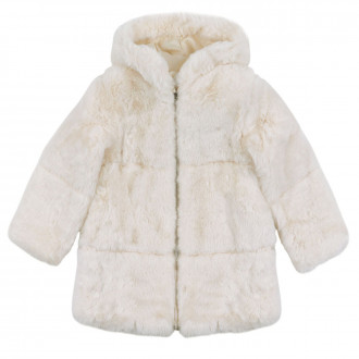 Детско пухено палто в цвят крем