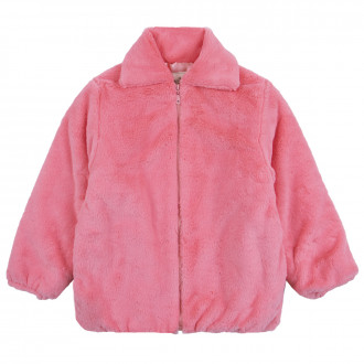 Детско пухено палто в бонбонено розово 1