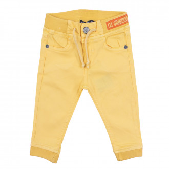 Памучен панталон с ластик на талията в жълто 1