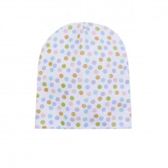 Двупластова трикотажна шапка "Colored dots" в екрю