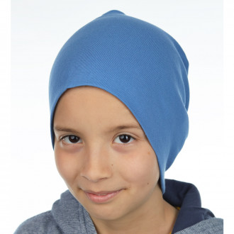 Двупластова трикотажна шапка в пастелно синьо 1