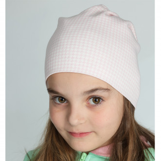 Двупластова трикотажна шапка в розово и бяло 1