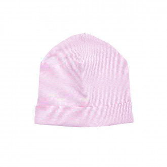 Детска памучна шапка в розово райе