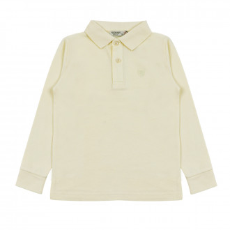 Едноцветна блуза с якичка в бледожълто