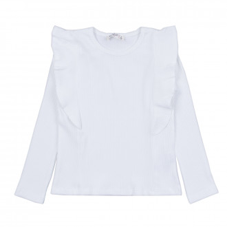 Едноцветна блуза за момичета в бяло 1