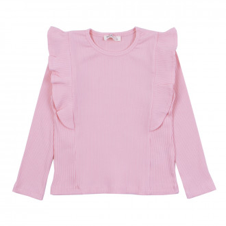 Едноцветна блуза за момичета в розово 1
