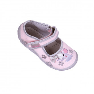 Анатомични дишащи текстилни обувки за момичета в розово с ламе 1