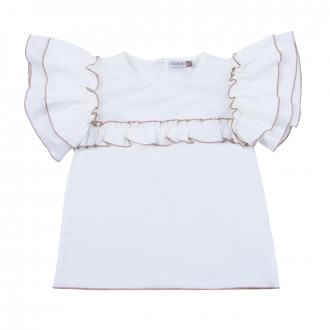 Елегантна блуза с къдрички в бяло 1