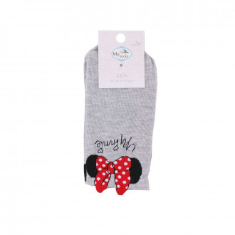 Детски къси чорапки за момичета в сиво с апликации 