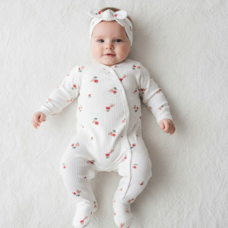 Бебешки ромпър на цветчета с аксесоар