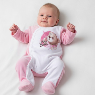 Бебешки плюшен ромпър ''Hello'' в розово