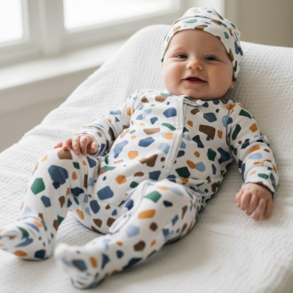 Бебешки ромпър с шапка "Colored stones"