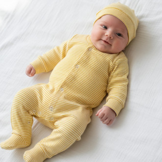 Бебешки плътен ромпър с шапка 