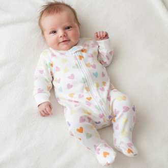 Бебешки памучен ромпър с цип ''Happy girl''