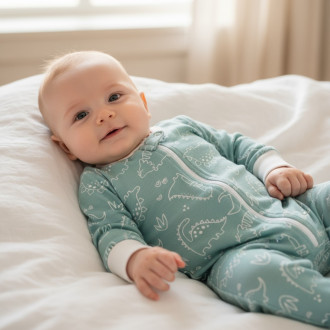 Бебешки памучен ромпър с цип "Little boy"