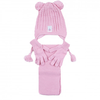 Комплект шал, шапка и ръкавички "Fairy Castle" в розово