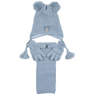 Комплект шал, шапка и ръкавички "Panda girl" в зелено