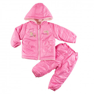 Бебешко зимно яке и панталон в розово (6 - 24 мес.) 1