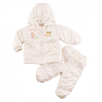 Бебешко зимно яке и панталон в екрю (6 - 24 мес.) 1
