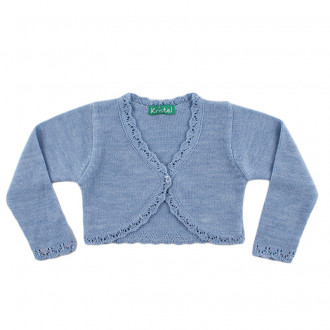 Фино плетено болеро в синьо (3 мес. - 10 год.)